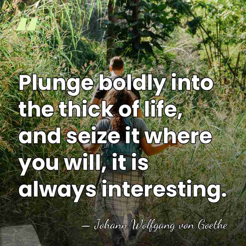 Plunge boldly into the thick of life, and seize it where you&hellip; - Johann Wolfgang von Goethe