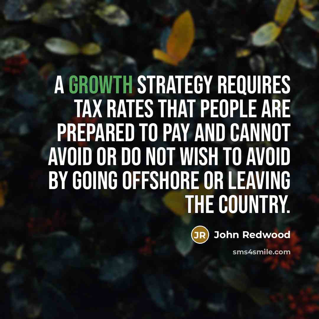 “A growth strategy requires tax rates that people are prepared…” quote by John Redwood