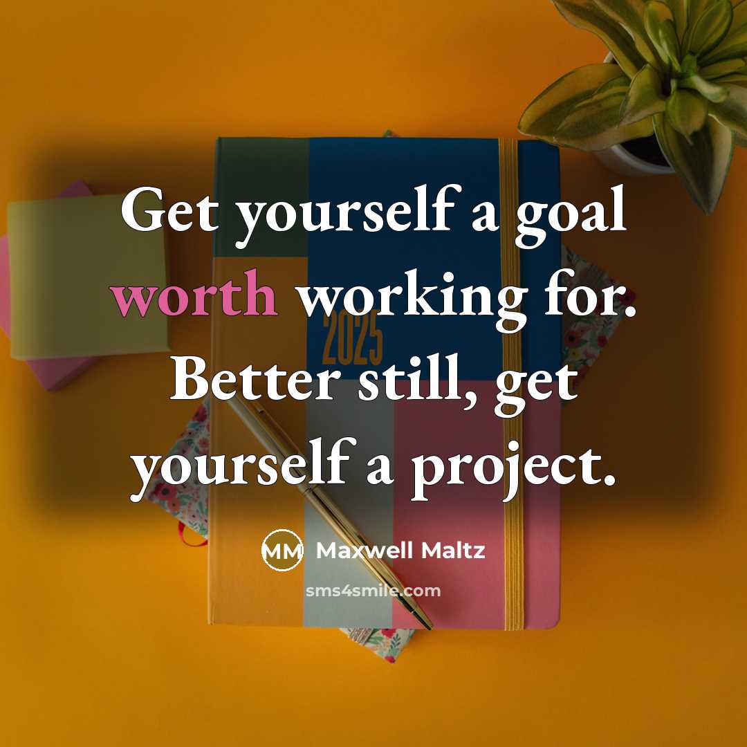 “Get yourself a goal worth working for. Better still, get…” quote by Maxwell Maltz