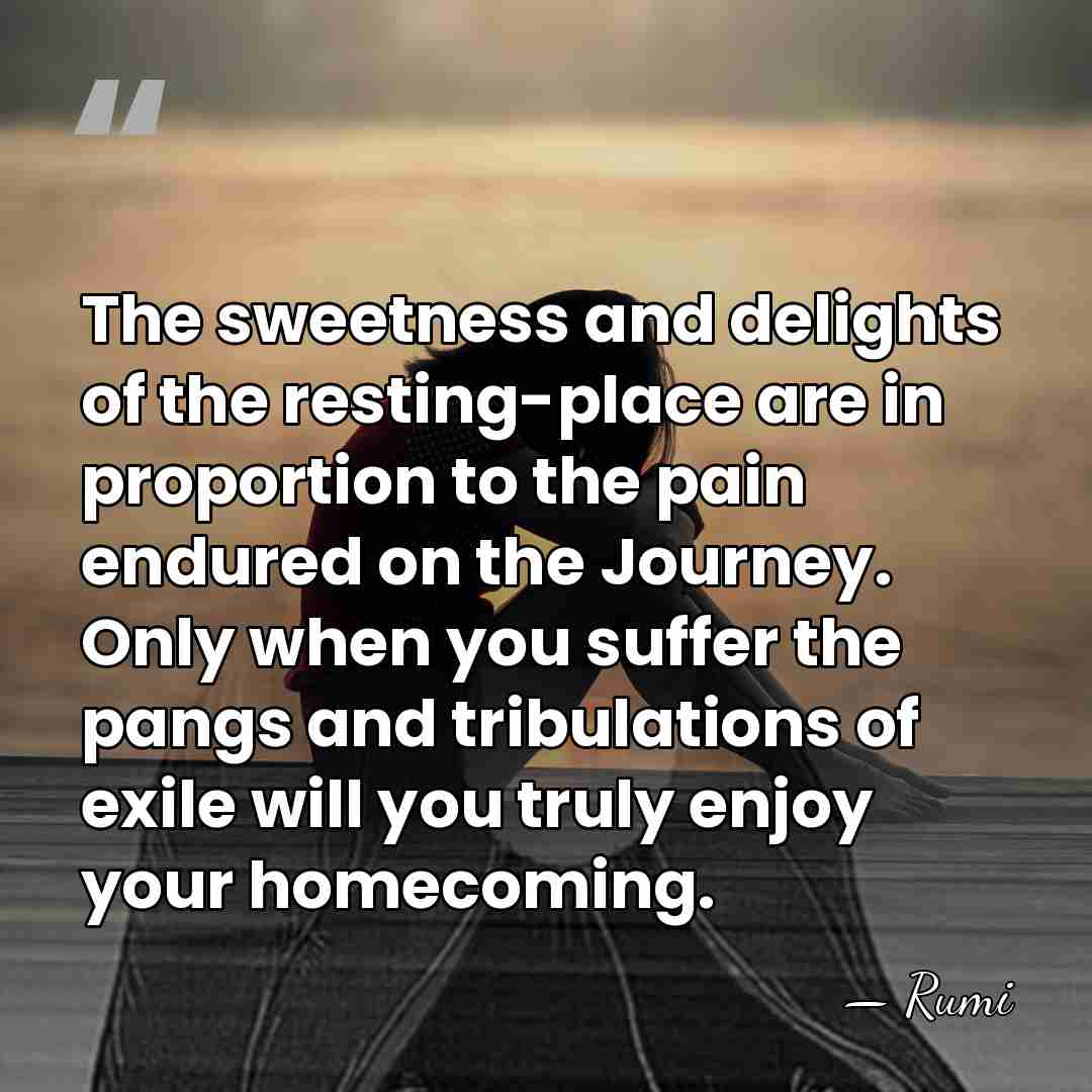 The sweetness and delights of the resting-place are in proportion to the&hellip; - Rumi