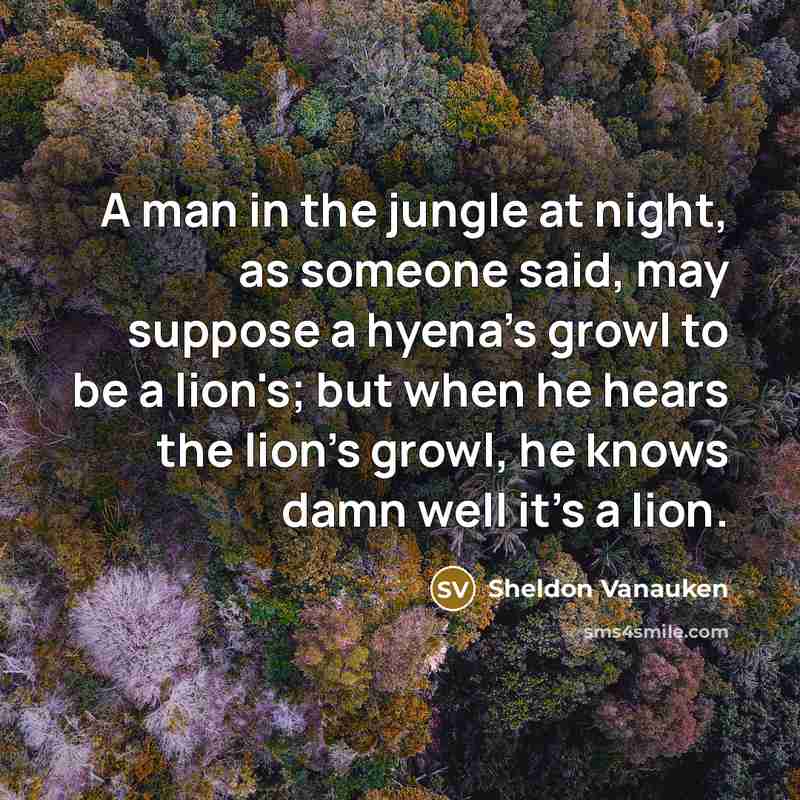 “A man in the jungle at night, as someone said,…” quote by Sheldon Vanauken