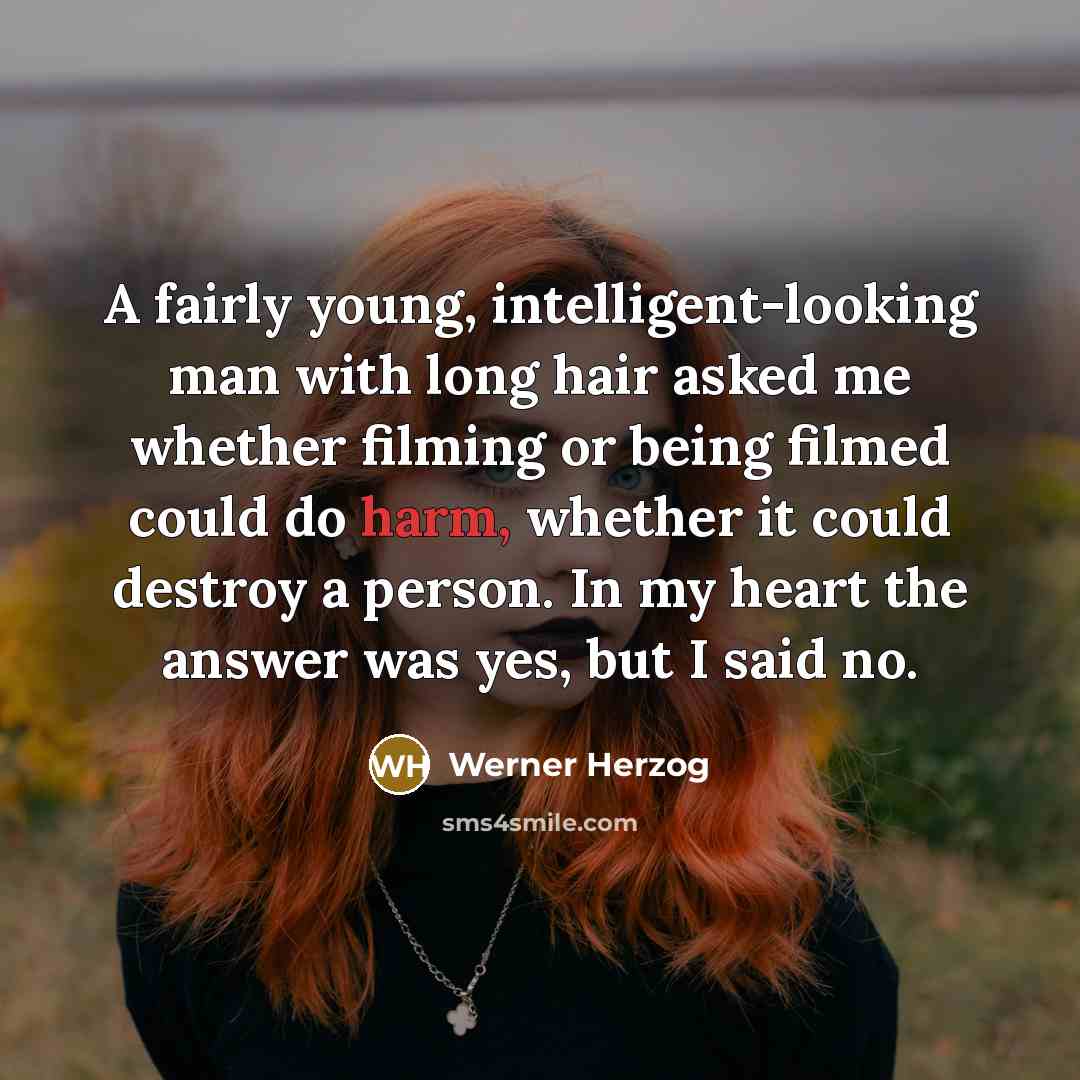 “A fairly young, intelligent-looking man with long hair asked me…” quote by Werner Herzog
