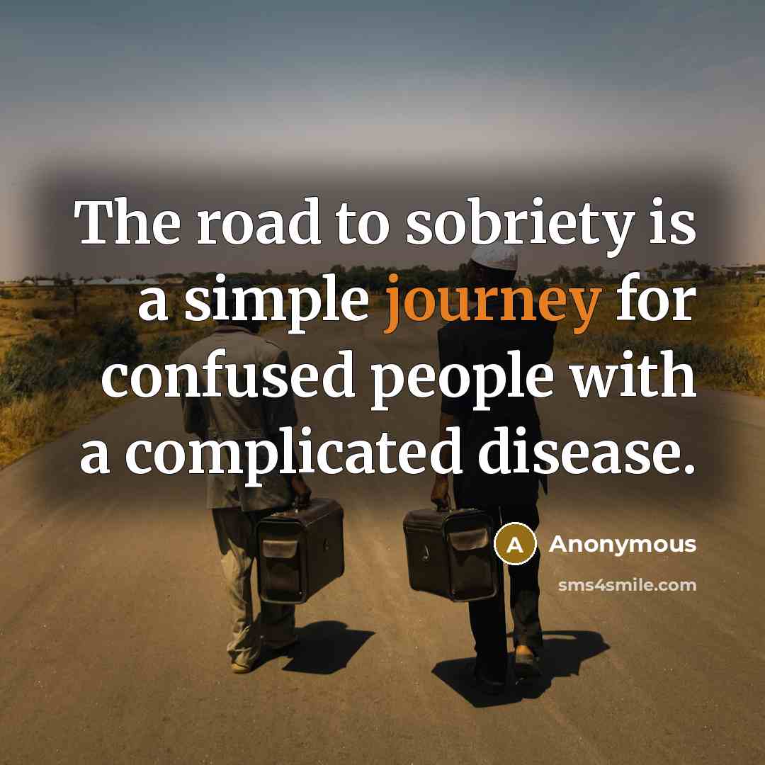 “The road to sobriety is a simple journey for confused…” quote by Anonymous