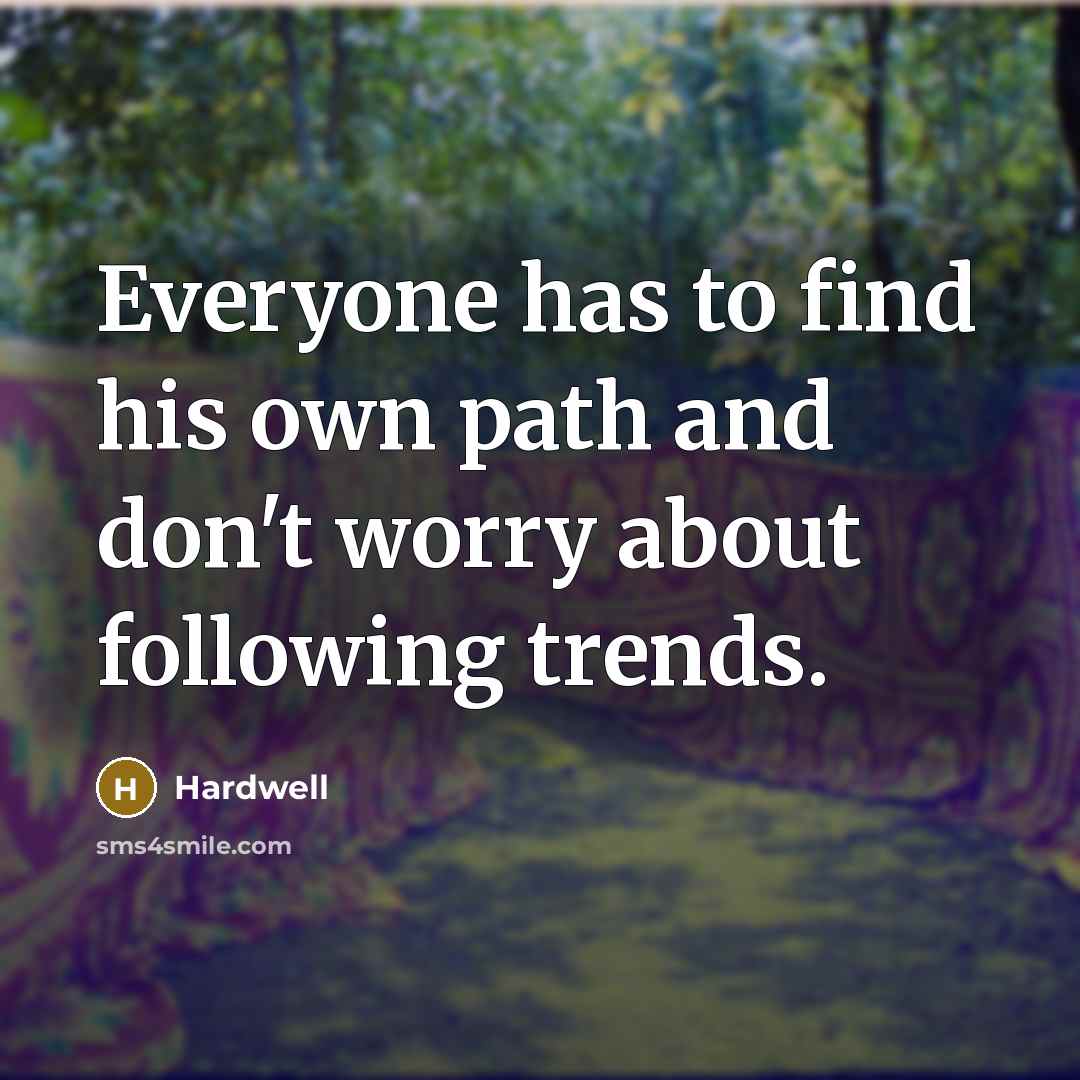 “Everyone has to find his own path and don't worry…” quote by Hardwell