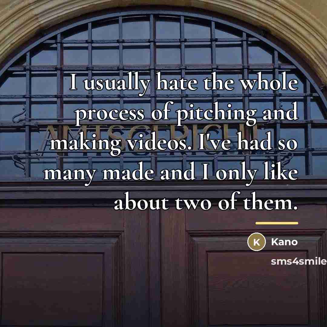 “I usually hate the whole process of pitching and making…” quote by Kano