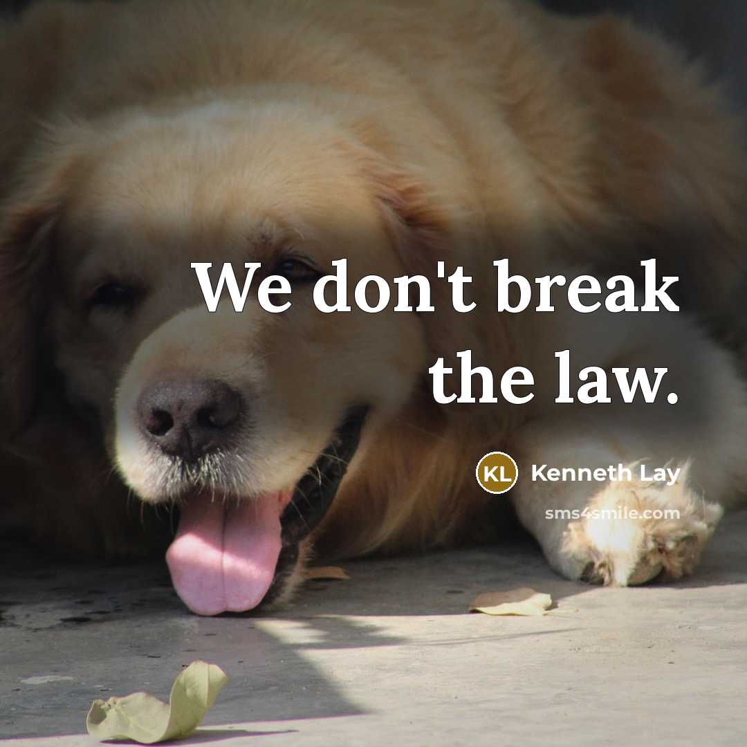 “We don't break the law.…” quote by Kenneth Lay