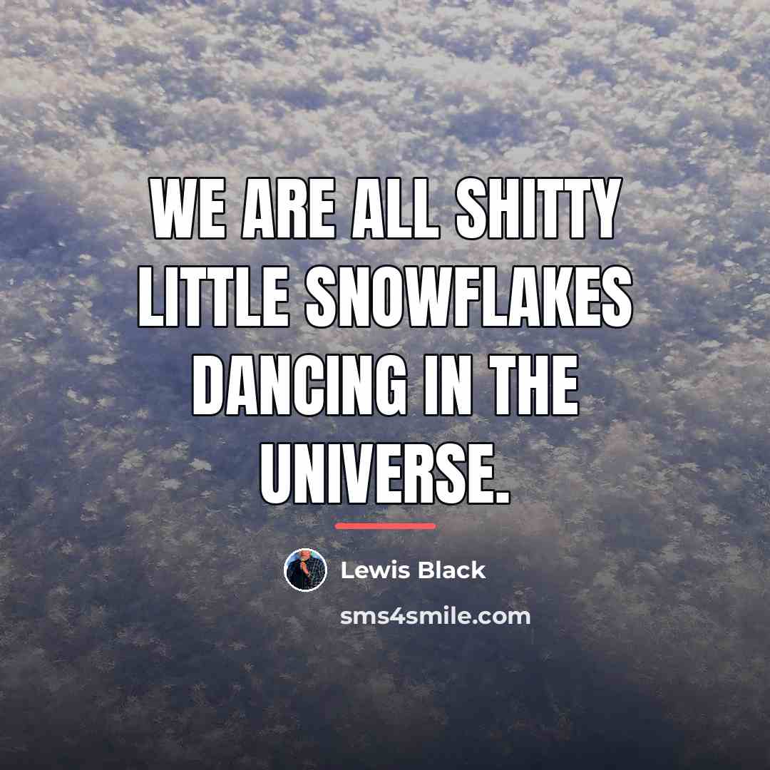 “We are all shitty little snowflakes dancing in the universe.…” quote by Lewis Black