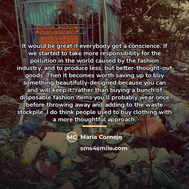 “It would be great if everybody got a conscience. If…” quote by Maria Cornejo