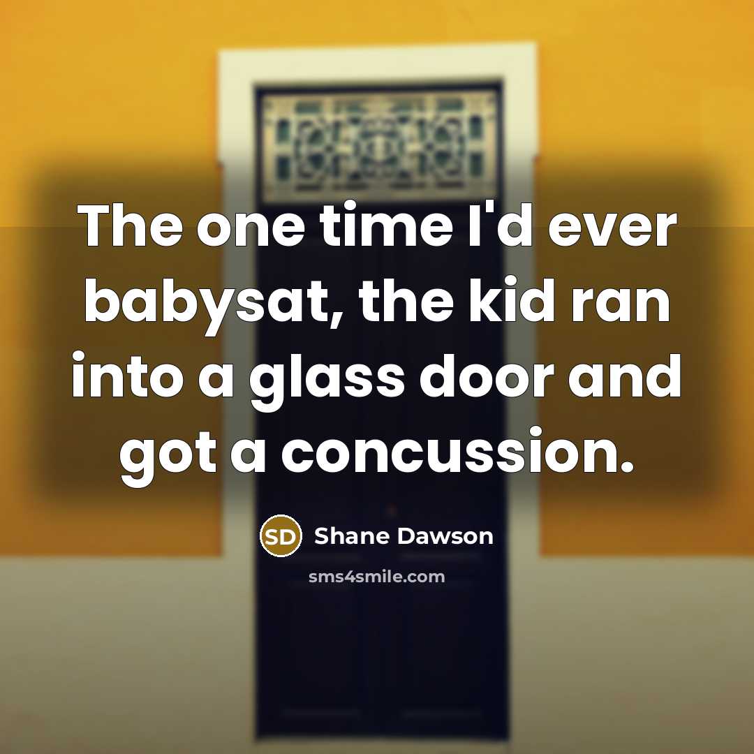 “The one time I'd ever babysat, the kid ran into…” quote by Shane Dawson