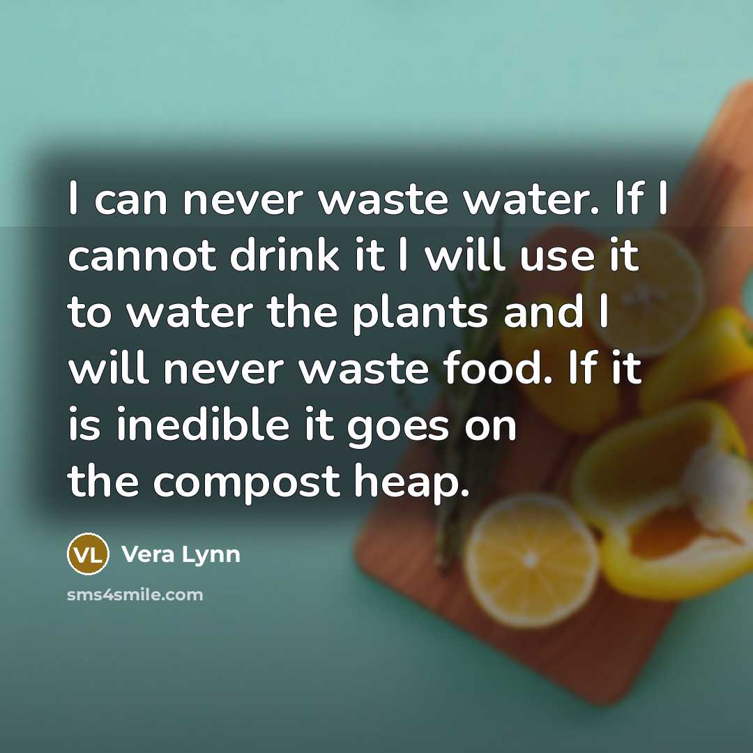 “I can never waste water. If I cannot drink it…” quote by Vera Lynn