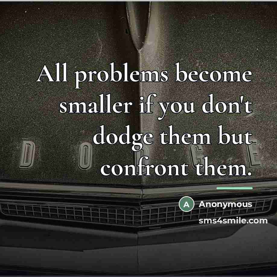 “All problems become smaller if you don't dodge them but…” quote by Anonymous