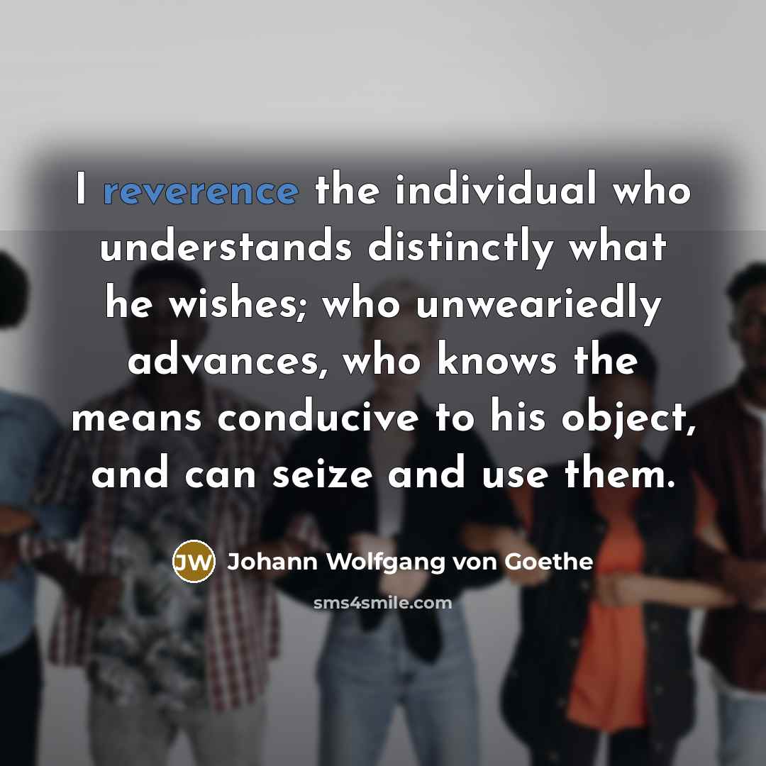“I reverence the individual who understands distinctly what he wishes;…” quote by Johann Wolfgang von Goethe