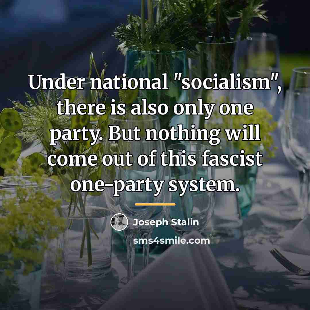 “Under national "socialism", there is also only one party. But…” quote by Joseph Stalin