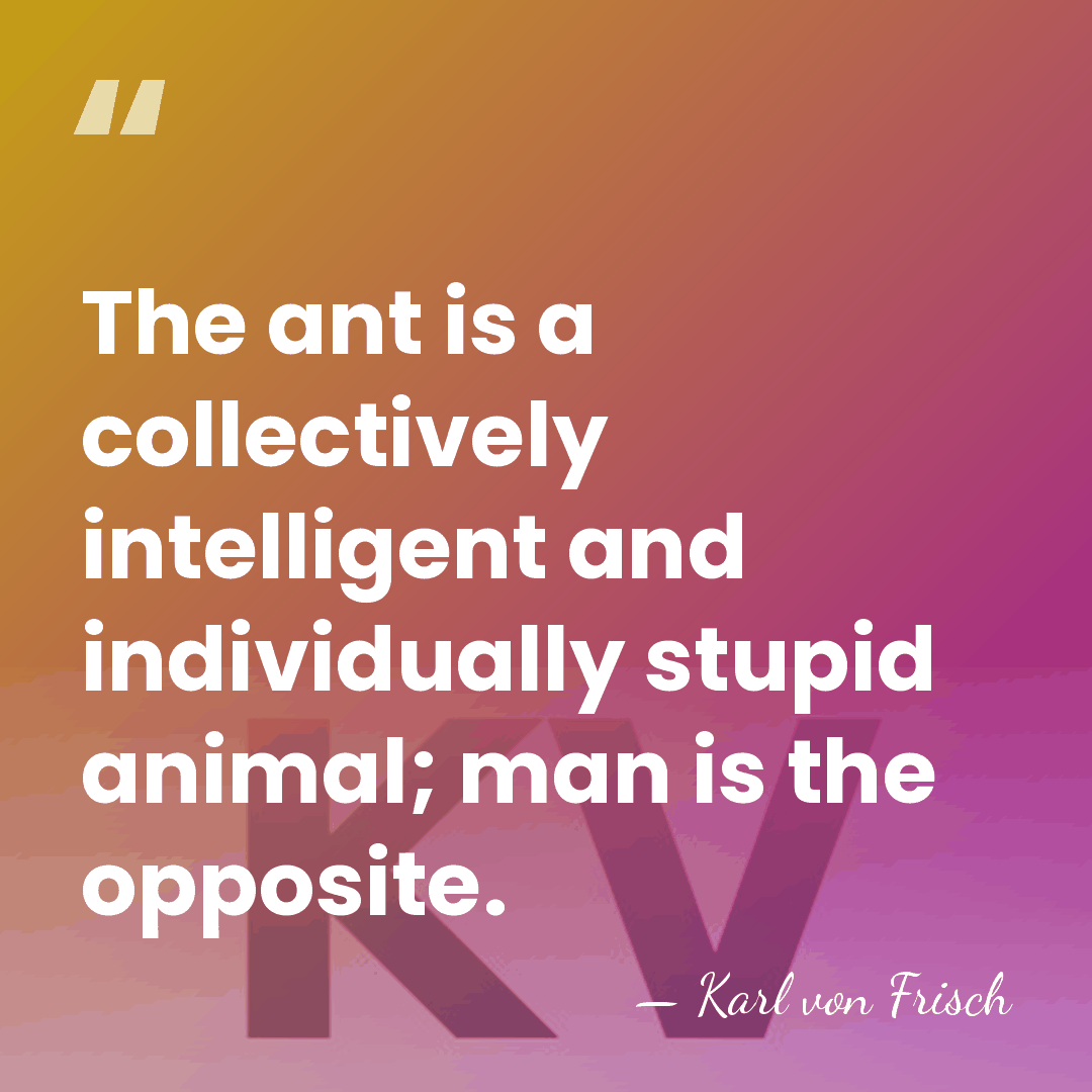 The ant is a collectively intelligent and individually stupid animal; man is&hellip; - Karl von Frisch