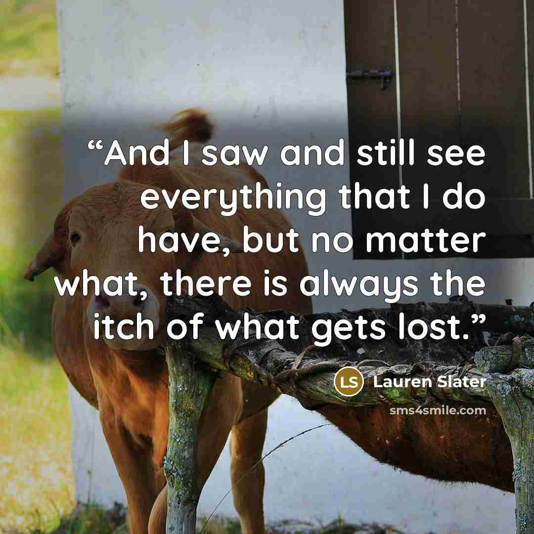 “And I saw and still see everything that I do have, but no matter what, there is always the itch of what gets lost.” quote by Lauren Slater