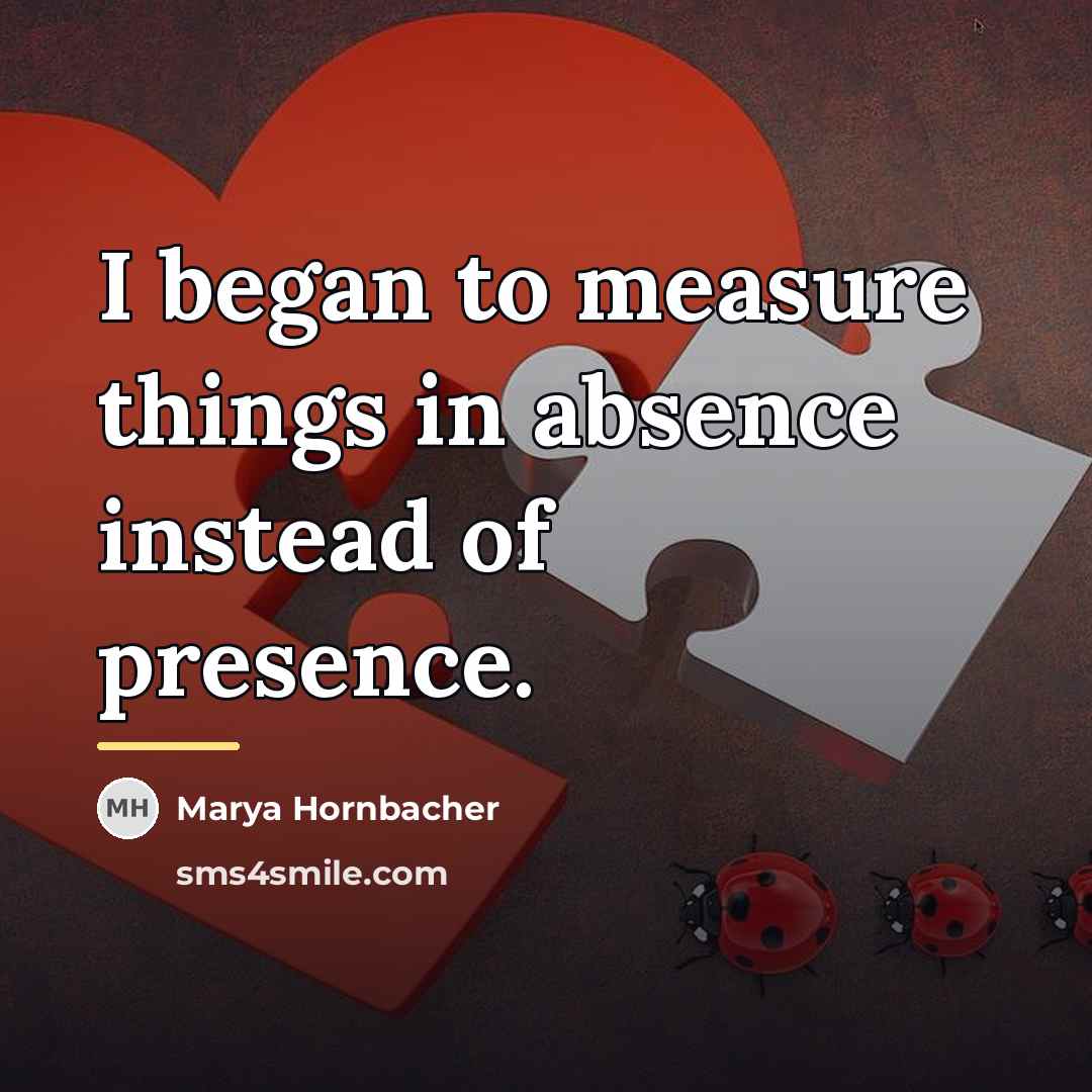 “I began to measure things in absence instead of presence.…” quote by Marya Hornbacher