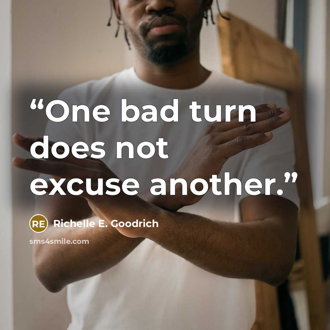 “One bad turn does not excuse another.” quote by Richelle E. Goodrich