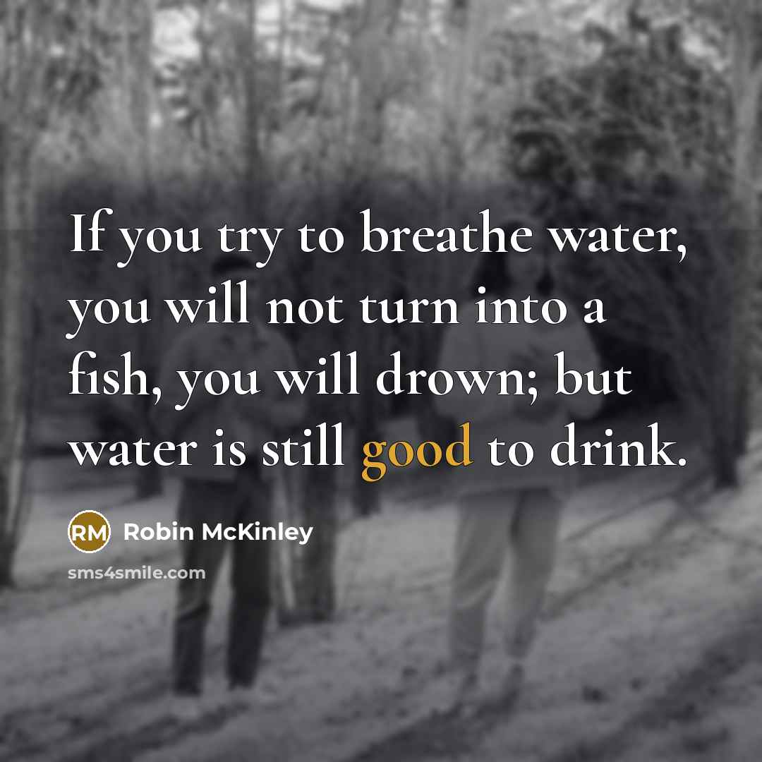 “If you try to breathe water, you will not turn…” quote by Robin McKinley