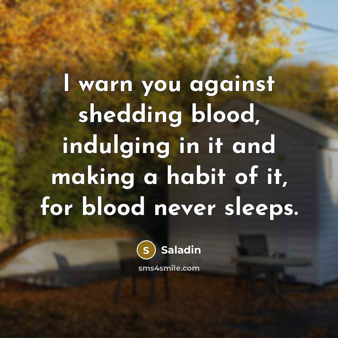 “I warn you against shedding blood, indulging in it and…” quote by Saladin