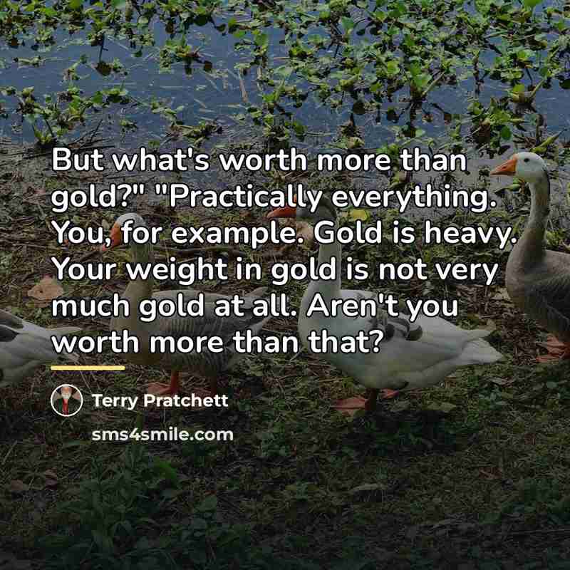 “But what's worth more than gold?" "Practically everything. You, for…” quote by Terry Pratchett