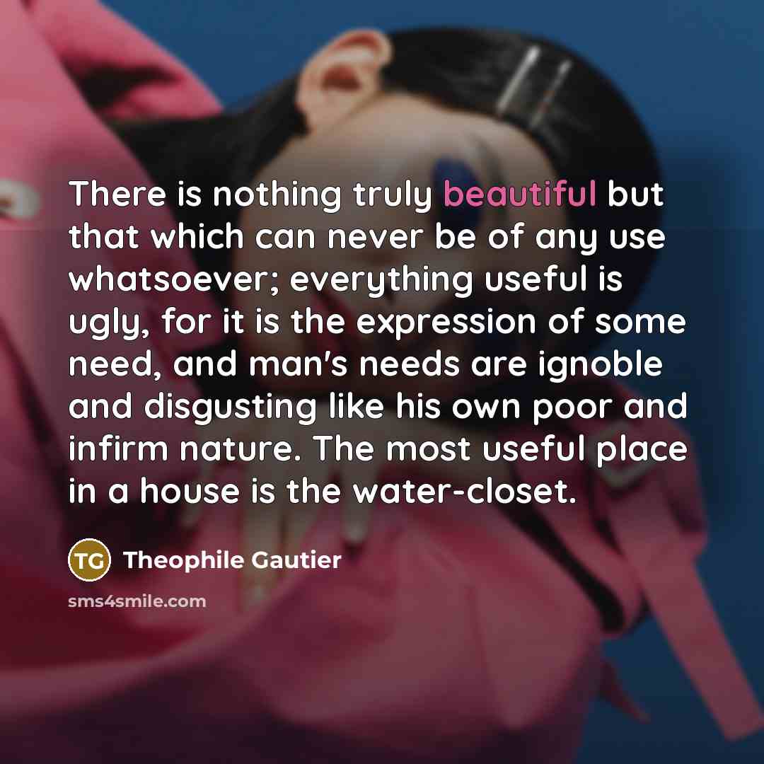 “There is nothing truly beautiful but that which can never…” quote by Theophile Gautier