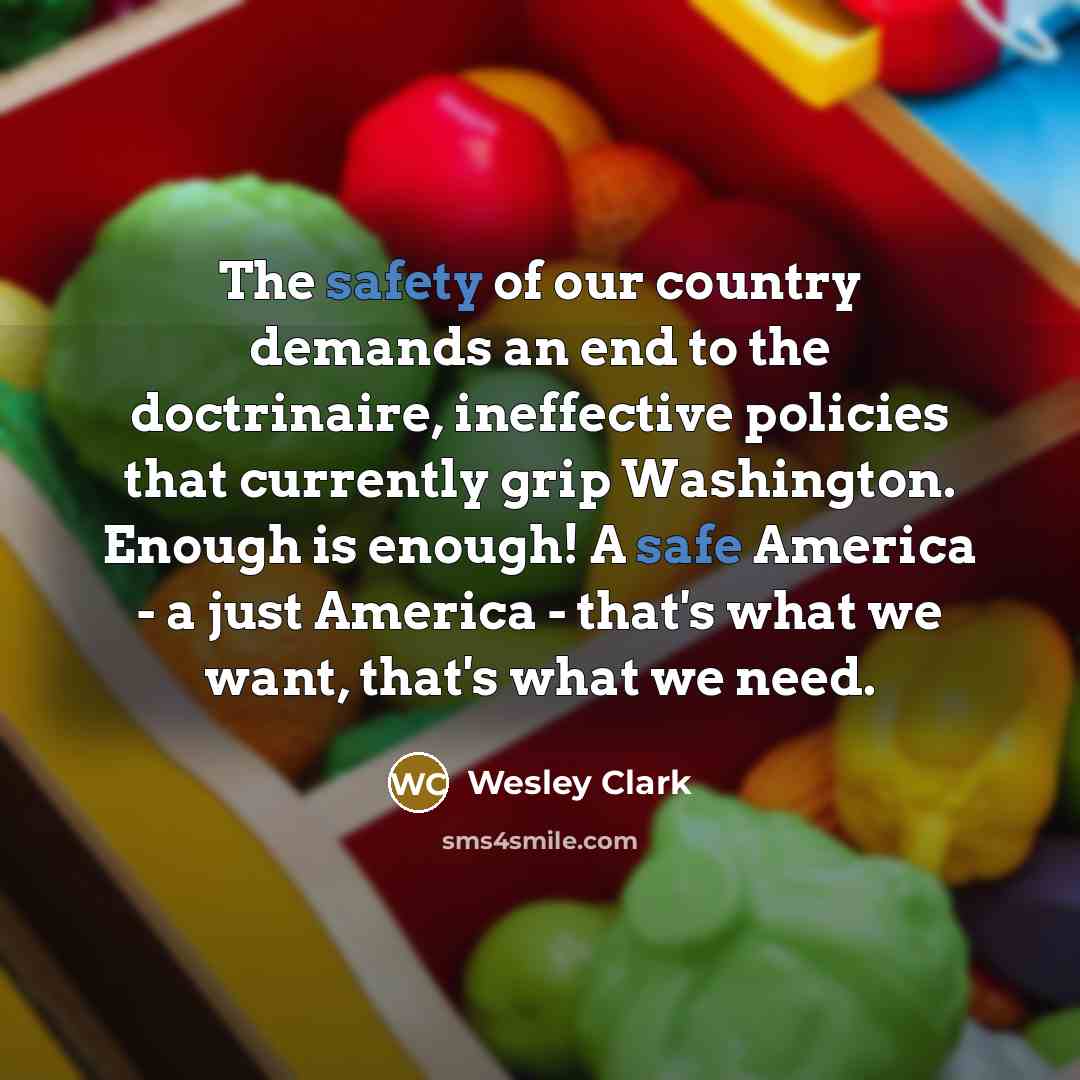 “The safety of our country demands an end to the…” quote by Wesley Clark