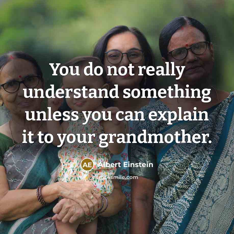 “You do not really understand something unless you can explain it to your grandmother.” quote by Albert Einstein