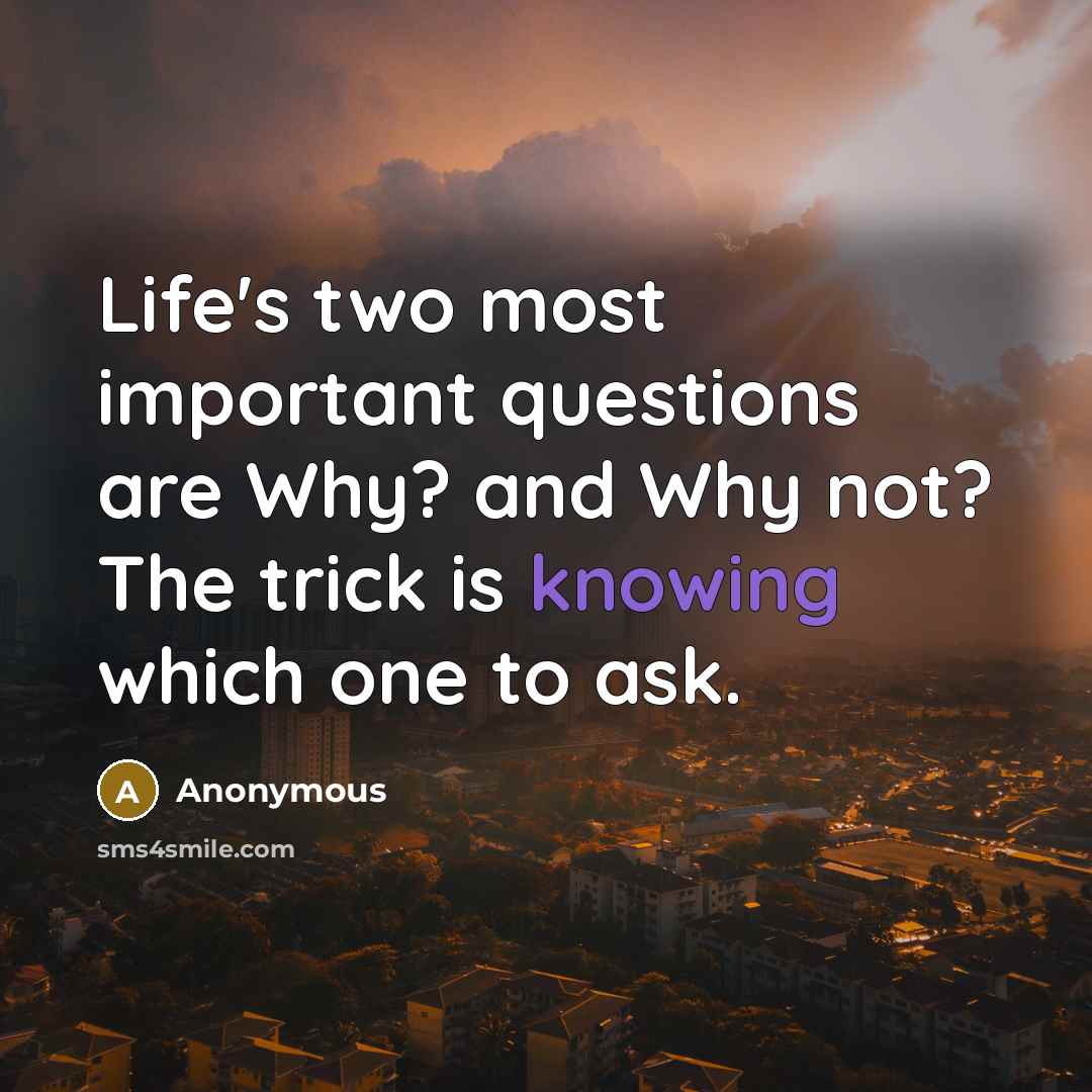“Life's two most important questions are Why? and Why not?…” quote by Anonymous