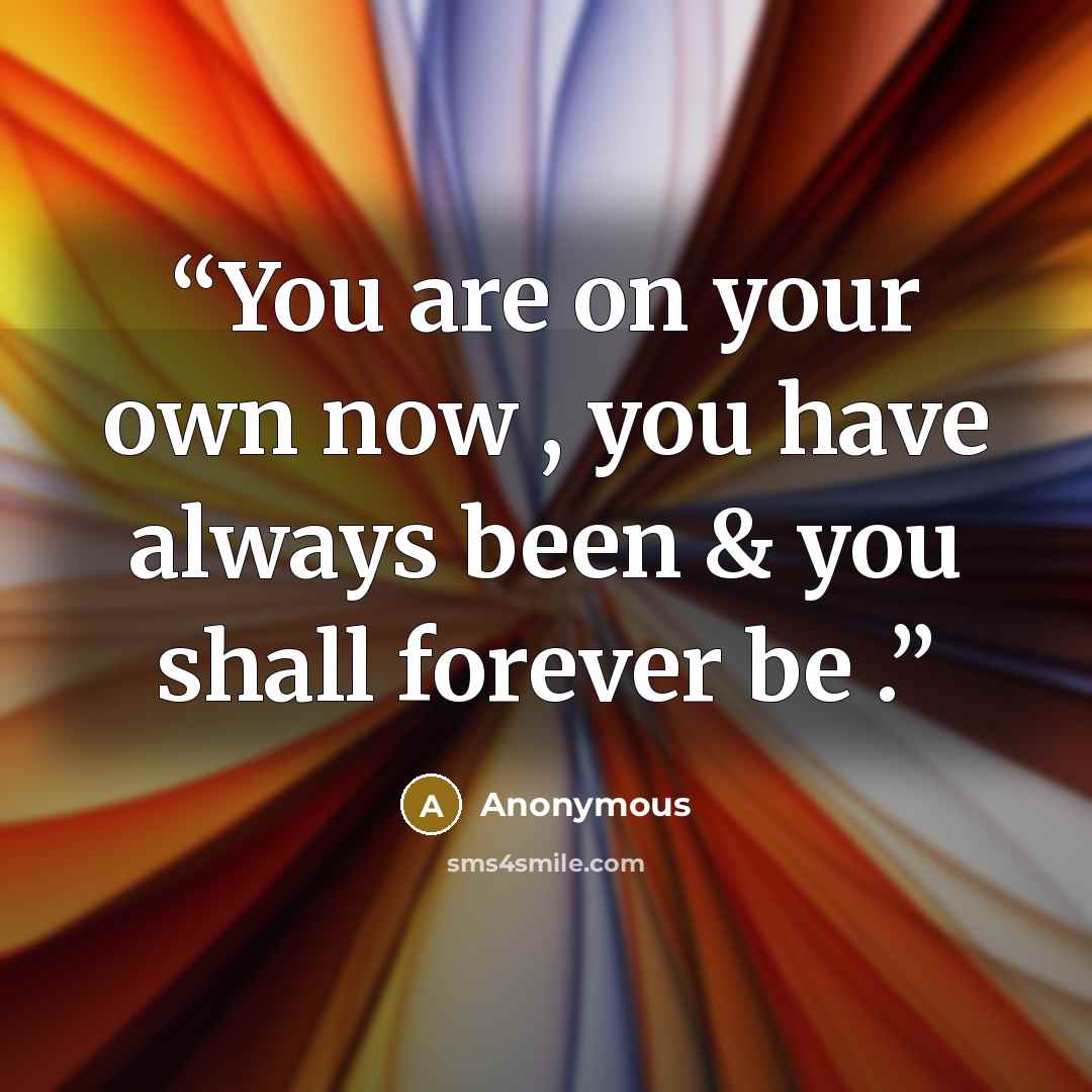 “You are on your own now , you have always been & you shall forever be .” quote by Anonymous