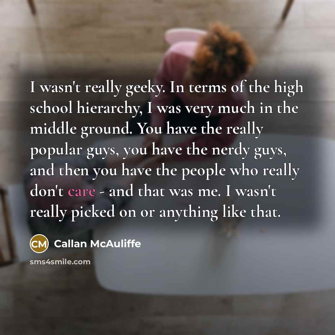 “I wasn't really geeky. In terms of the high school…” quote by Callan McAuliffe