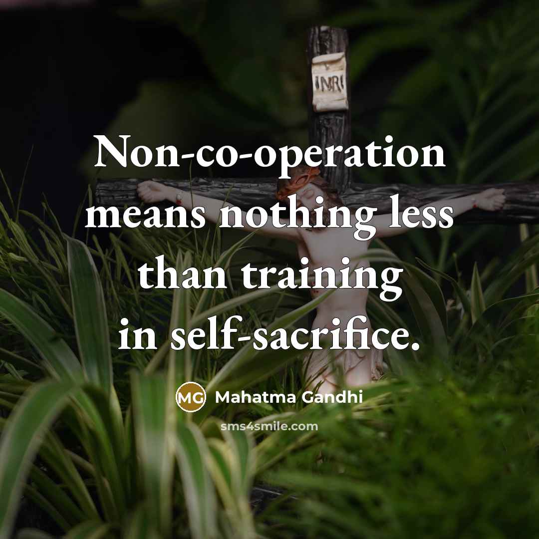 “Non-co-operation means nothing less than training in self-sacrifice.…” quote by Mahatma Gandhi