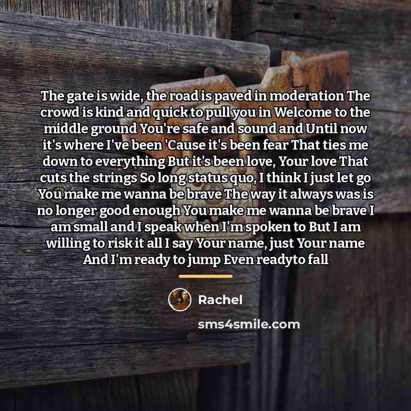 “The gate is wide, the road is paved in moderation…” quote by Rachel