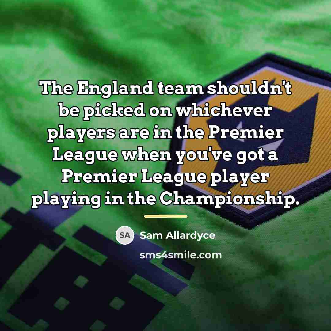 “The England team shouldn't be picked on whichever players are…” quote by Sam Allardyce