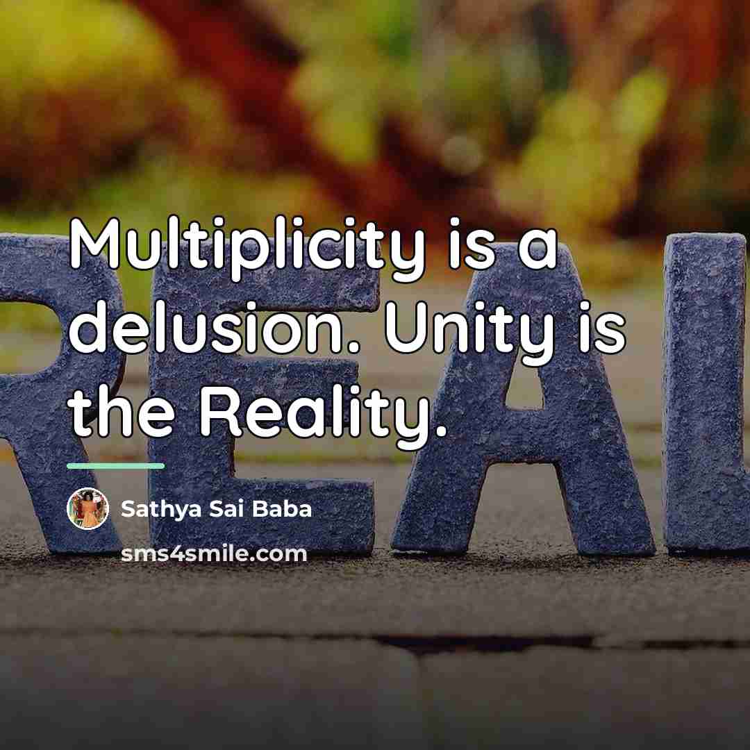 “Multiplicity is a delusion. Unity is the Reality.…” quote by Sathya Sai Baba