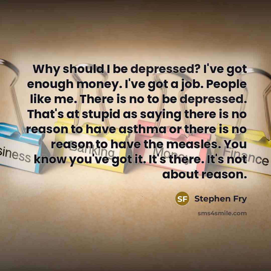 “Why should I be depressed? I've got enough money. I've…” quote by Stephen Fry