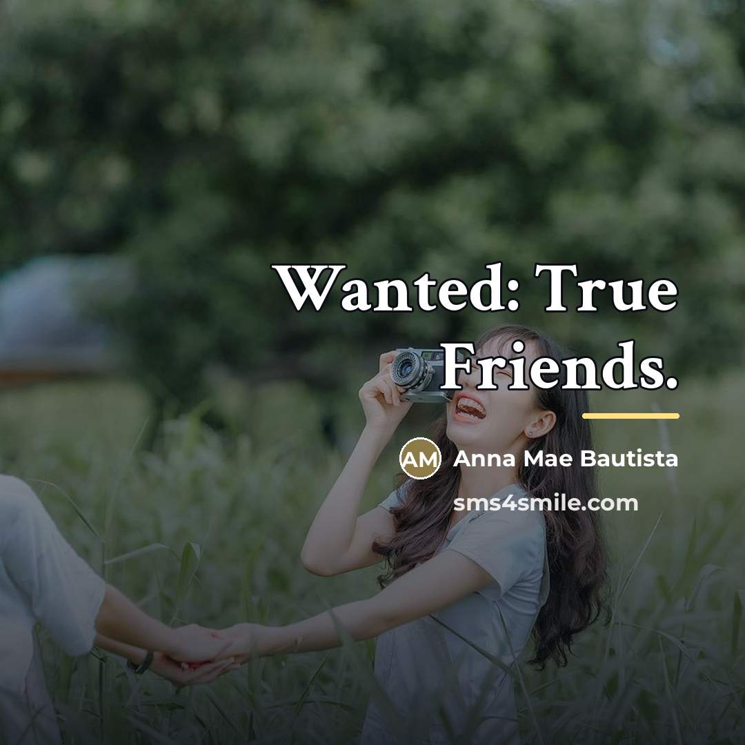 “Wanted: True Friends.…” quote by Anna Mae Bautista