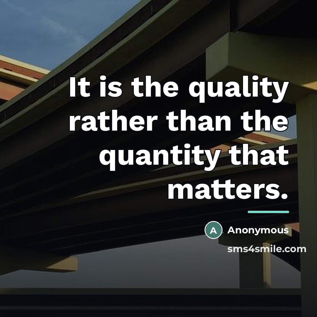 “It is the quality rather than the quantity that matters.…” quote by Anonymous