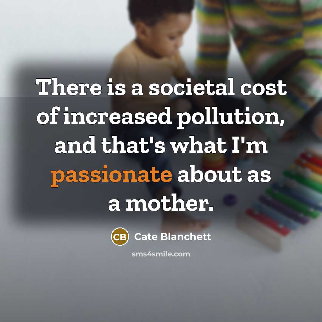 “There is a societal cost of increased pollution, and that's…” quote by Cate Blanchett