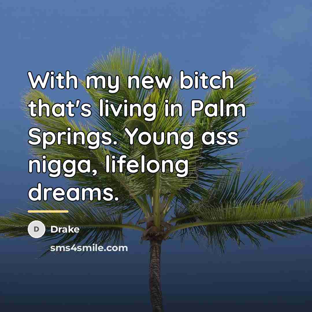 “With my new bitch that's living in Palm Springs. Young…” quote by Drake