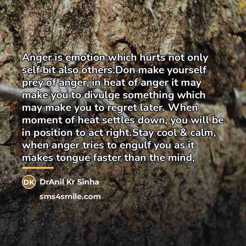 “Anger is emotion which hurts not only self bit also…” quote by DrAnil Kr Sinha