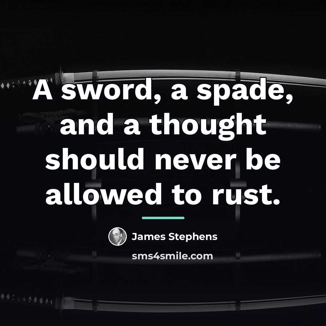 “A sword, a spade, and a thought should never be…” quote by James Stephens