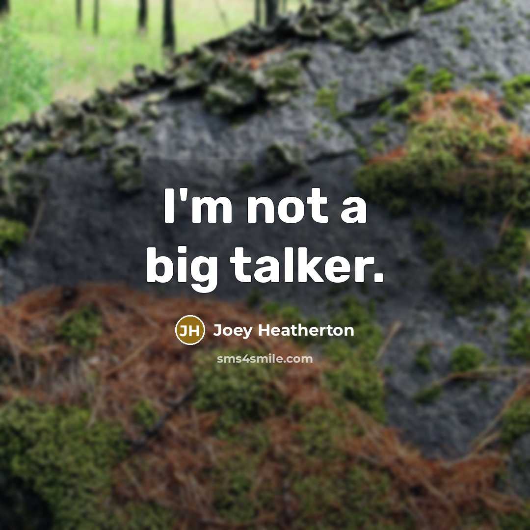 “I'm not a big talker.…” quote by Joey Heatherton