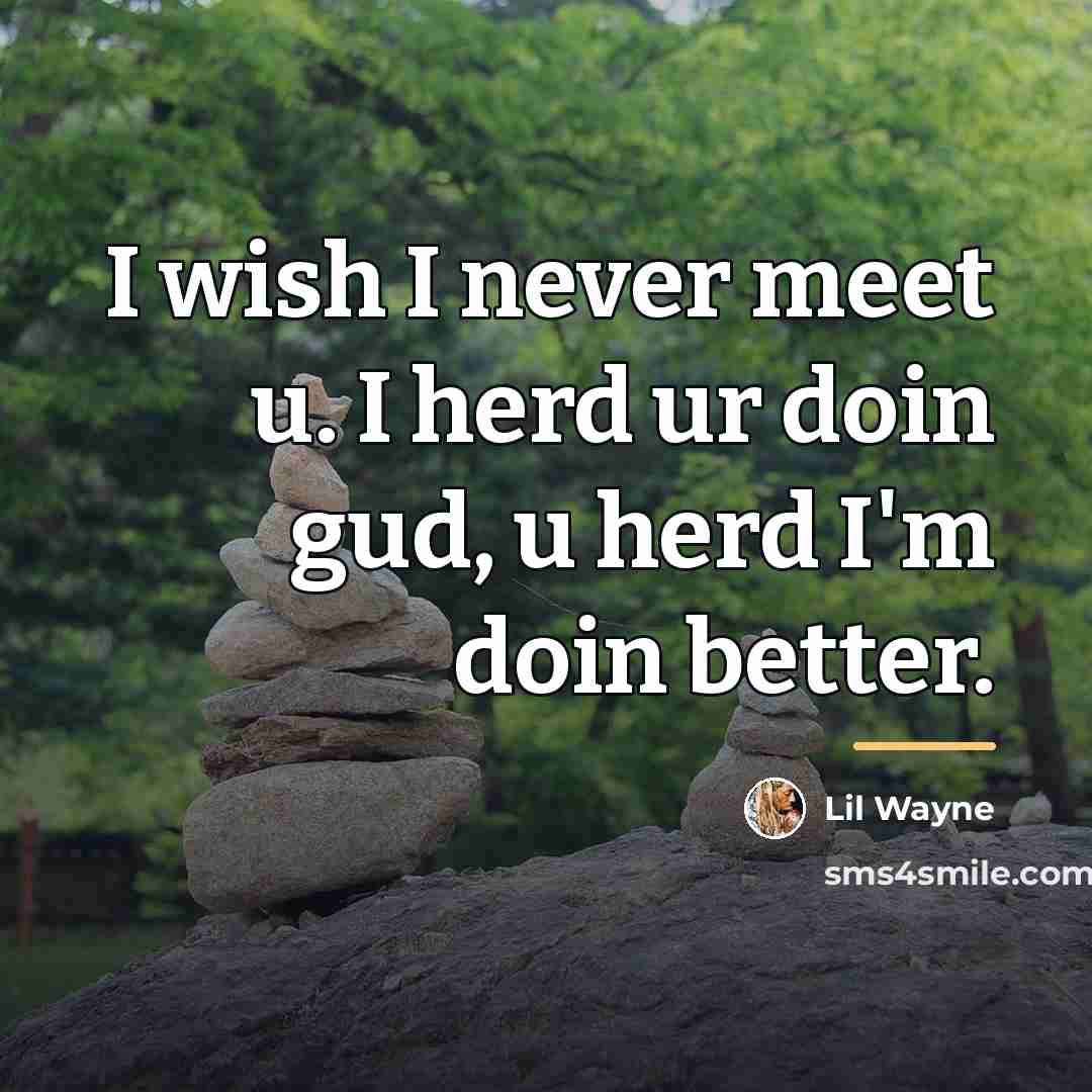 “I wish I never meet u. I herd ur doin…” quote by Lil Wayne