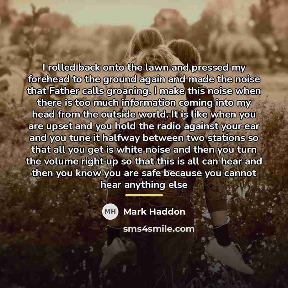 “I rolled back onto the lawn and pressed my forehead…” quote by Mark Haddon