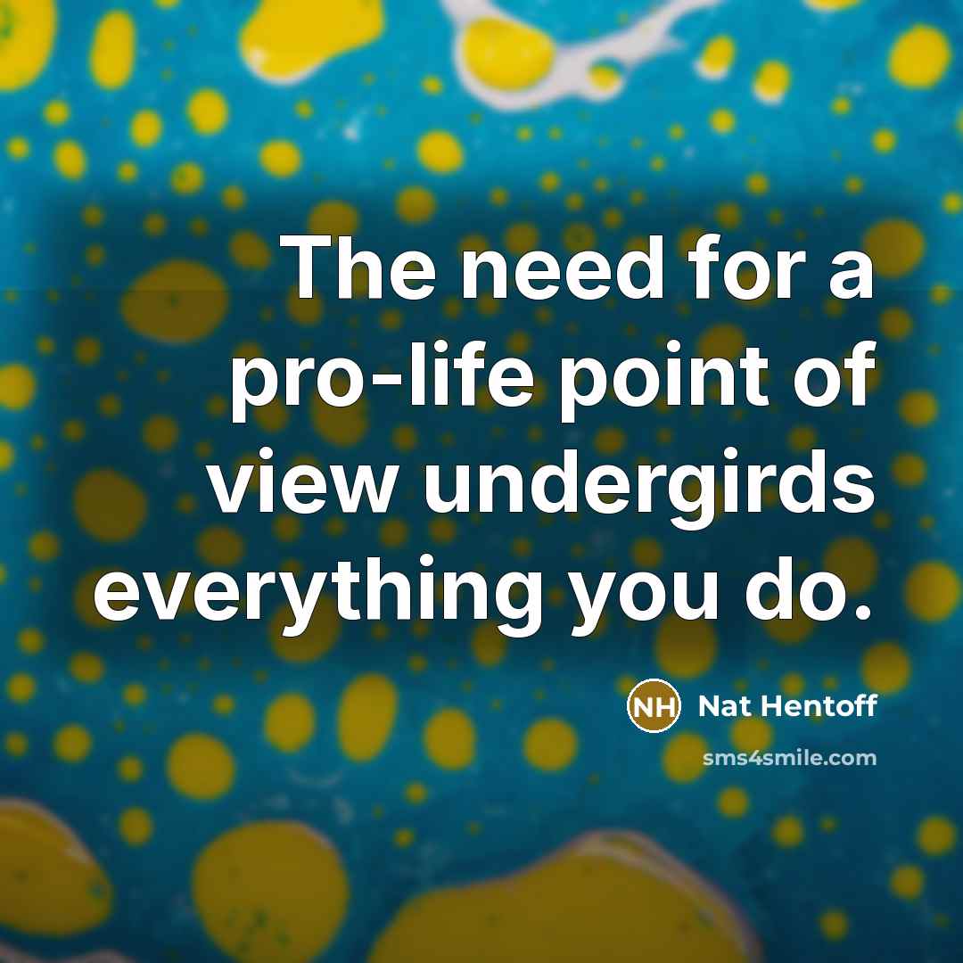 “The need for a pro-life point of view undergirds everything…” quote by Nat Hentoff