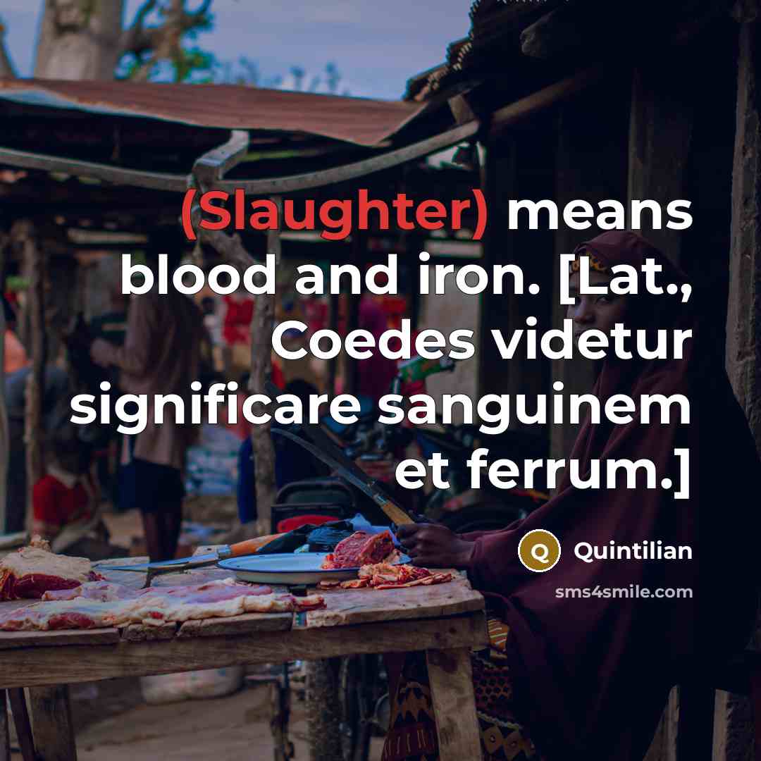 “(Slaughter) means blood and iron. [Lat., Coedes videtur significare sanguinem…” quote by Quintilian