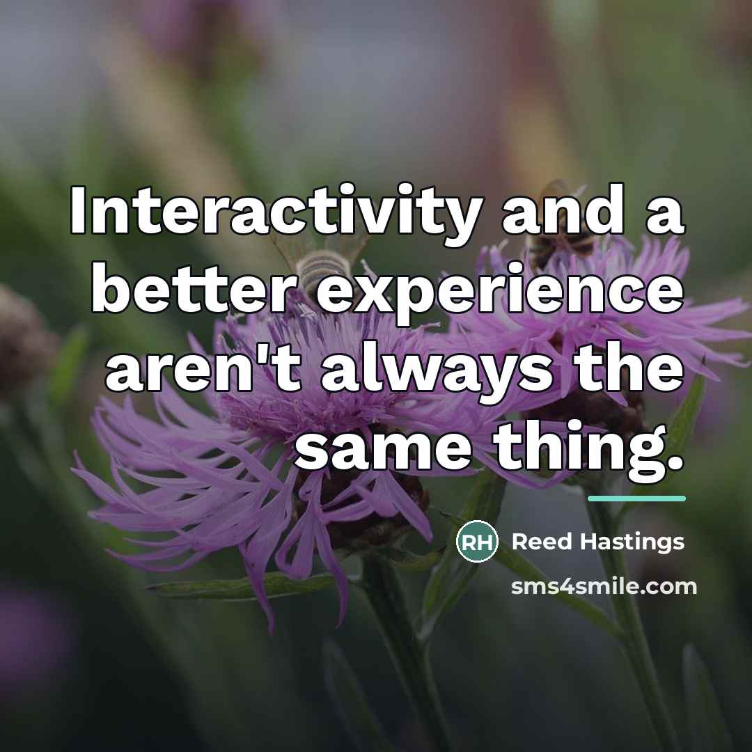 “Interactivity and a better experience aren't always the same thing.…” quote by Reed Hastings