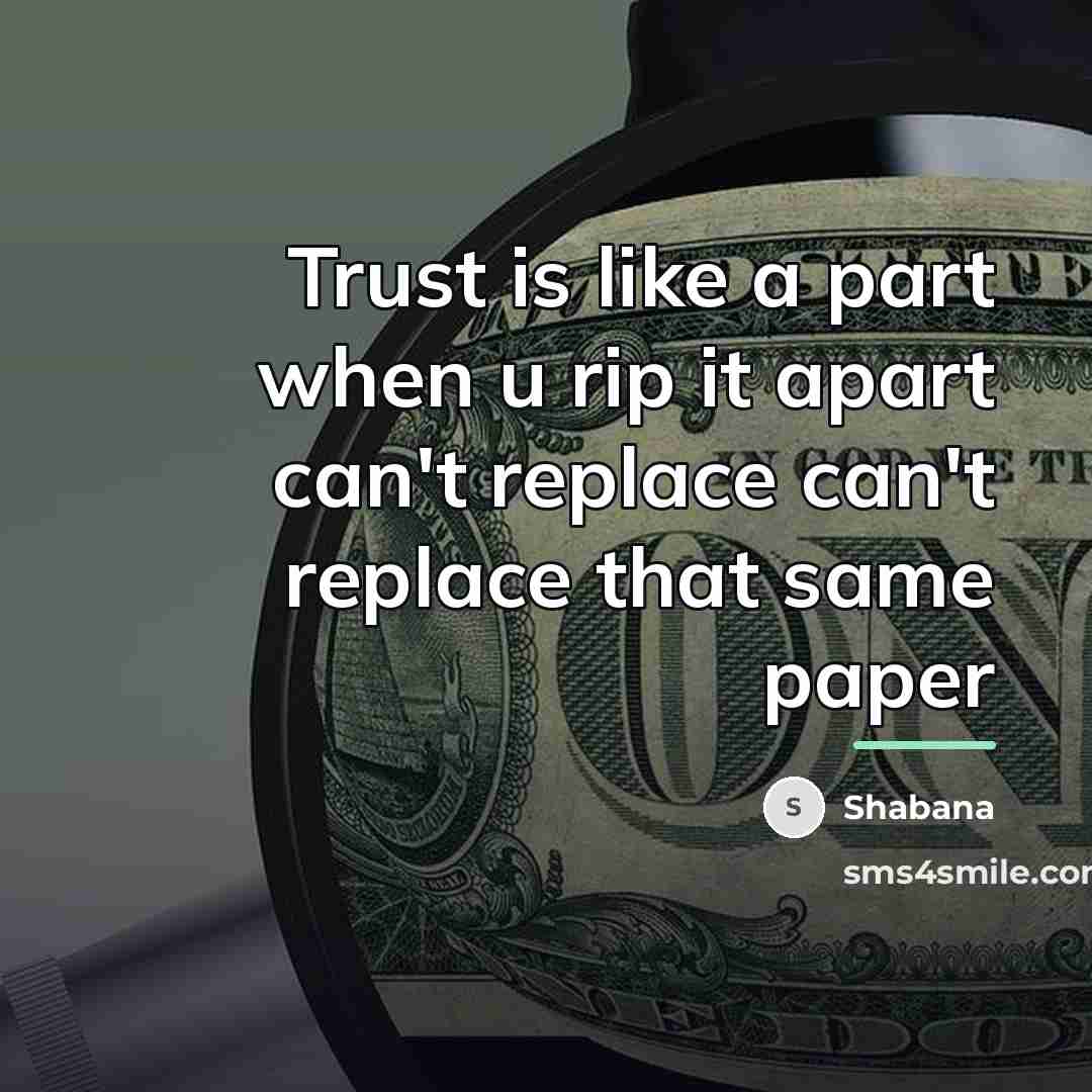 “Trust is like a part when u rip it apart…” quote by Shabana