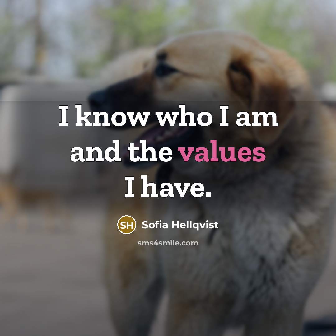 “I know who I am and the values I have.” quote by Sofia Hellqvist