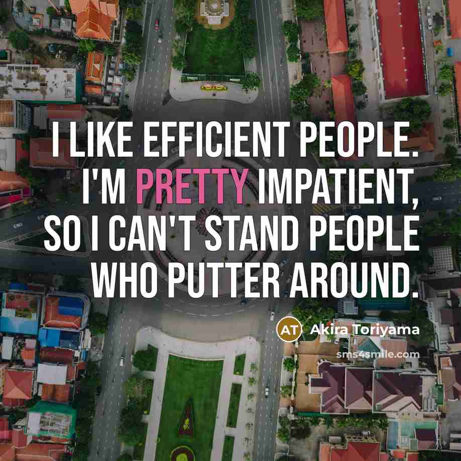 “I like efficient people. I'm pretty impatient, so I can't…” quote by Akira Toriyama